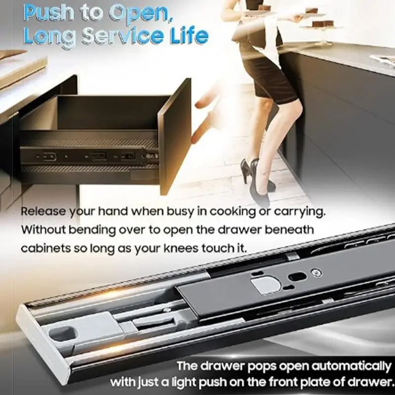 Heavy Duty Drawer Guide Full Extension Ball Bearing Slides Per Pair Buffer And Silent Wardrobe Furniture Hardware Accessories