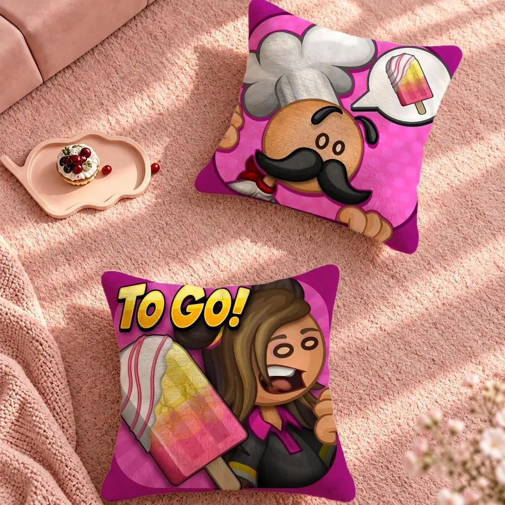 Game Cooking Papa's Games Cushion Cover Cute Cartoon Throw Pillow Cover Soft Plush Cushion Cover Sofa Bedroom Home Decor