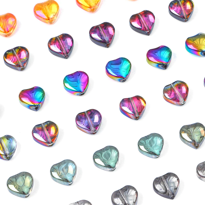 

20Pcs 10mm Crystal Glass Colorful Bead Heart Beads Love Spacer Loose Bead For Necklace Bracelet Earring DIY Jewelry Making