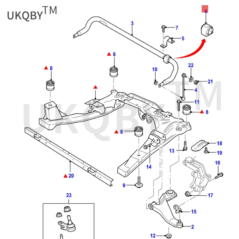 Applicable to Mo nd eo 05-07 balance bar rubber sleeve front 2S715484AA