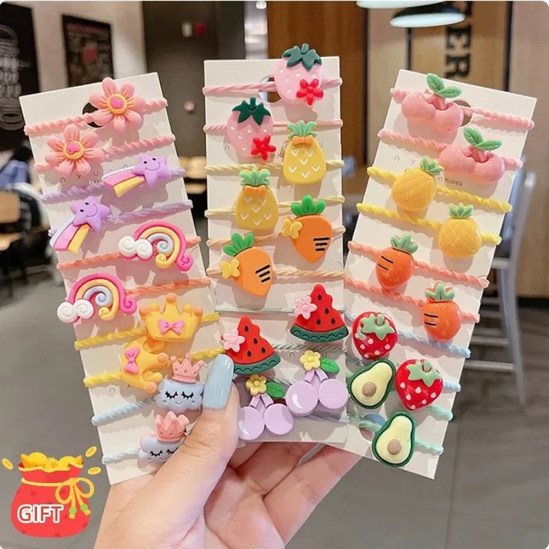 10pcs Hair Accessories for Girls Bands Elastique Cheveux Fille Korean Kids Tie Fille Barette Bows Gomas Elasticas Haarband Cute