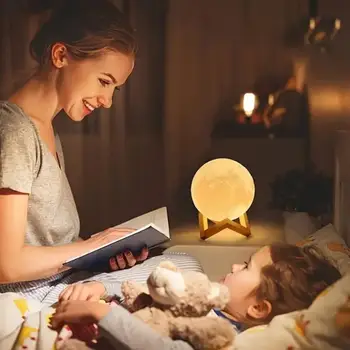 1個3D月光球夜燈,常亮模式,電池供電(不含電池),適合臥室床頭櫃照明 8 最佳銷售 月光 - №3