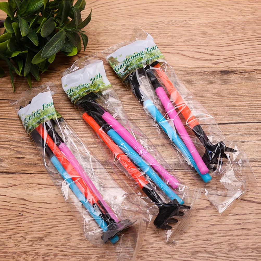 

3Pcs Plastic Handle Garden Tools Set Mini Shovel Rake Trowel Lightweight Durable for Indoor Plants Bonsai Flower Gardening Tool