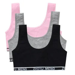 3pcs/Lot Teenage Girls Training Bras Young Girl Bra Underwear Solid Cotton Letter Print Underclothes for Children Kids Brassiere