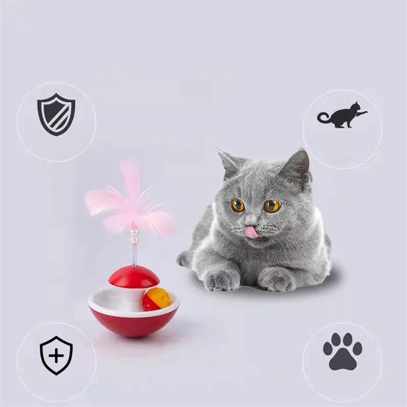 New Durable Funny Pet Cat Toys For Entertain Itself Mimi Favorite Feather Tumbler With Small Bell Kitten For Catch