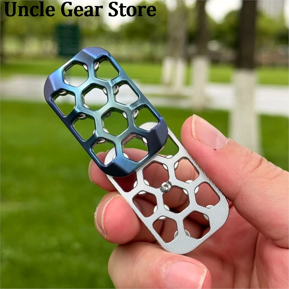 Titanium Blue Titanium Color Hollow Magnetic Slider EDC Decompression Toy Desk Toy