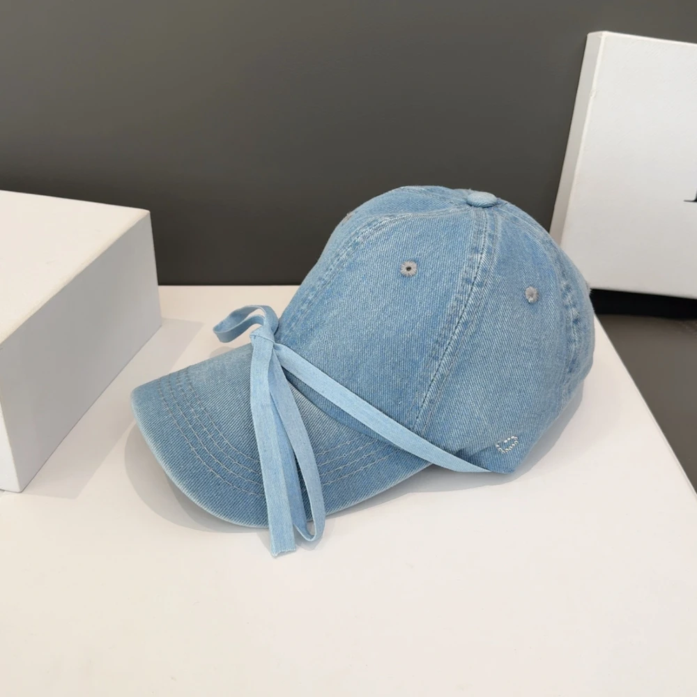 USPOP 2024 New Women Bow Denim Baseball Cap Diamond Heart Baseballl Caps  Peaked Cap