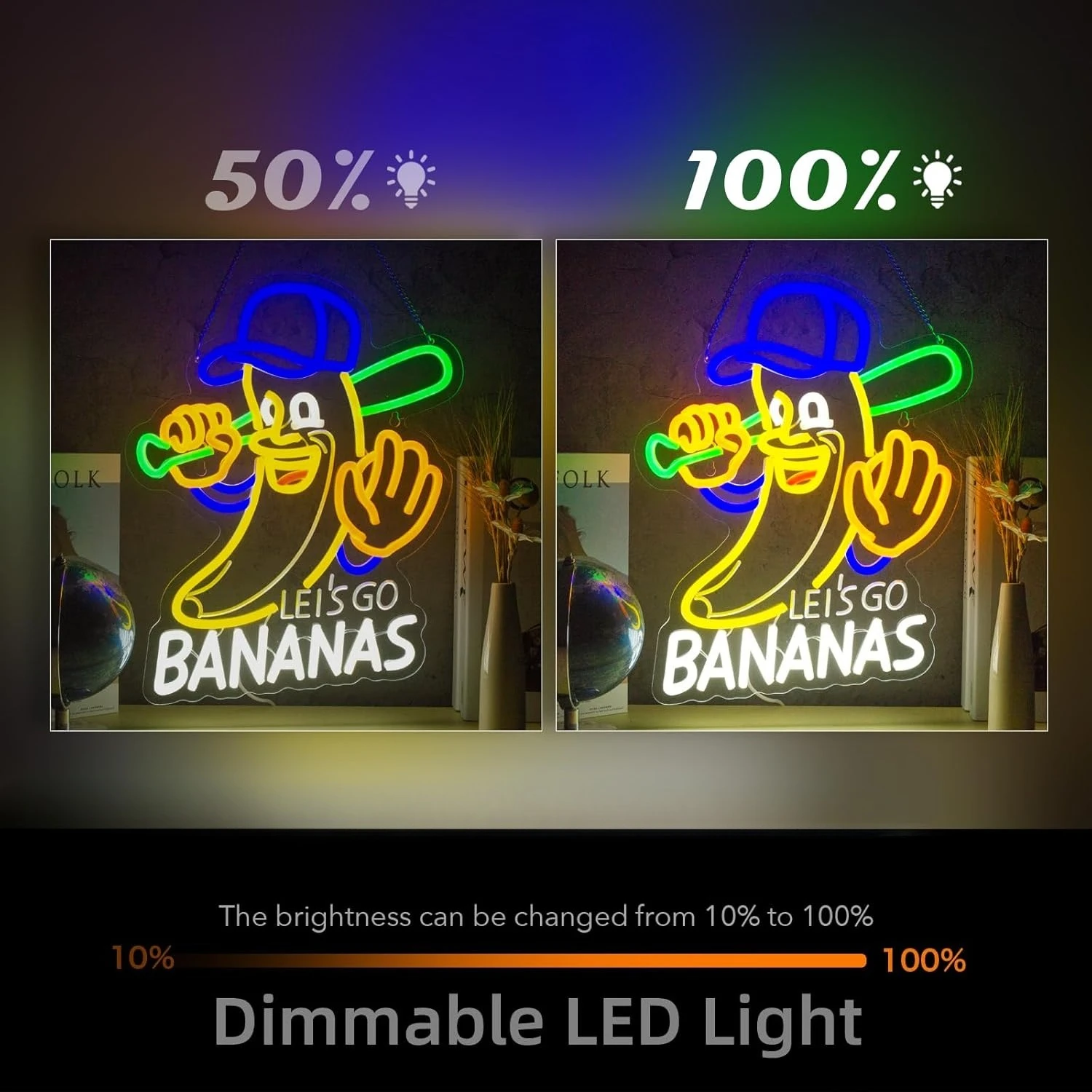 دعونا نذهب الموز النيون USB عكس الضوء LED ضوء النيون تسجيل جدار الفن الديكور ل غرفة نوم غرفة معيشة بار هدايا الحفلات #5