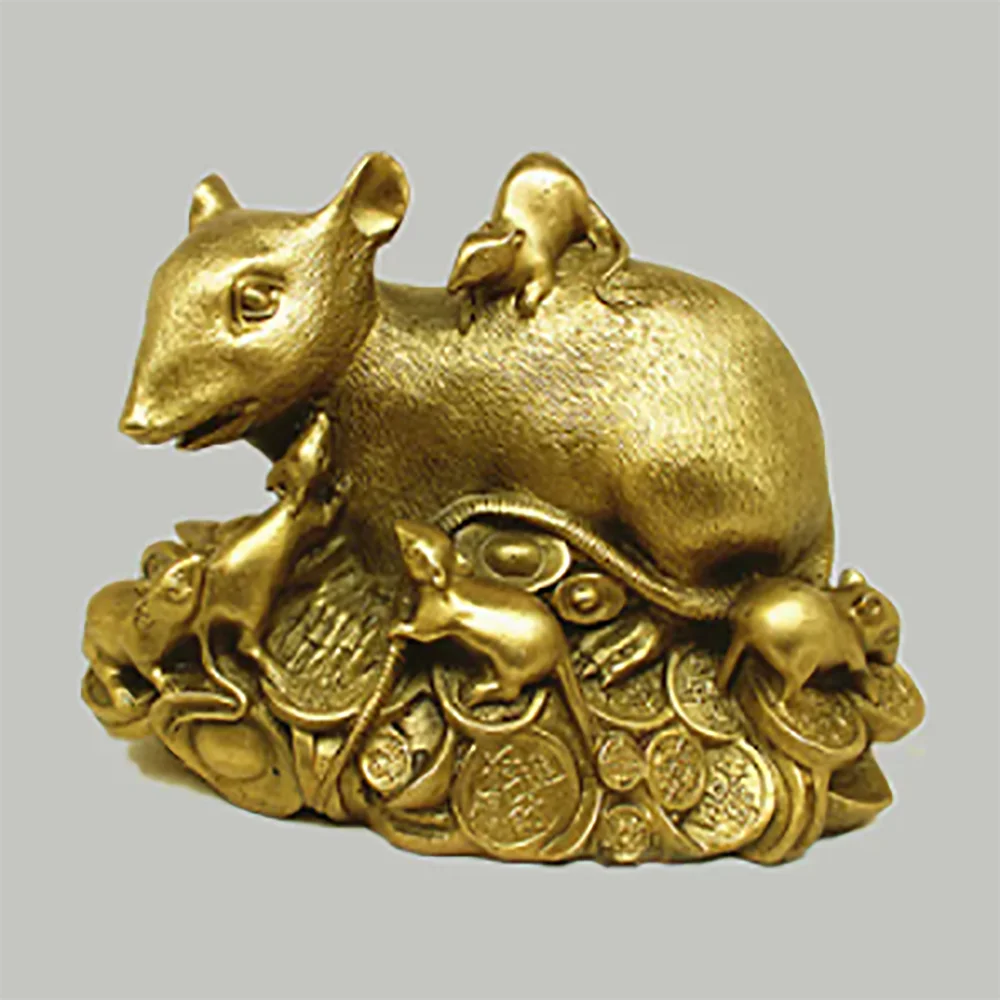 

The size of twelve copper ornaments Zodiac lucky evil copper money in Feng Shui decoration crafts Home Furnishing mouse