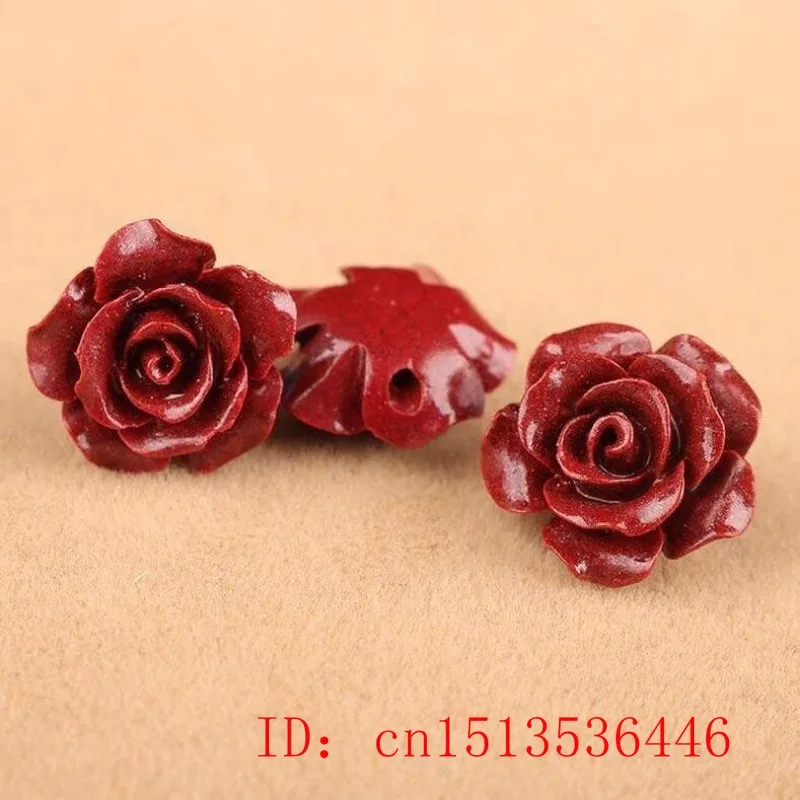 10pc Fashion Cinnabar Jade 12mm Rose Flower Beads DIY Earrings Bracelets Jewellery Chinese Healing Women Luck Gift Sweater Chain view 4