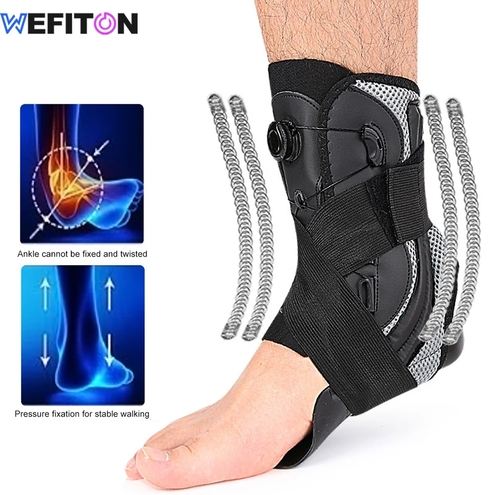 

1 шт. бандаж на лодыжку для женщин и мужчин — регулируемая опора на шнуровке с боковыми стабилизаторами для растяжения лодыжки, облегчения ахиллова тендинита