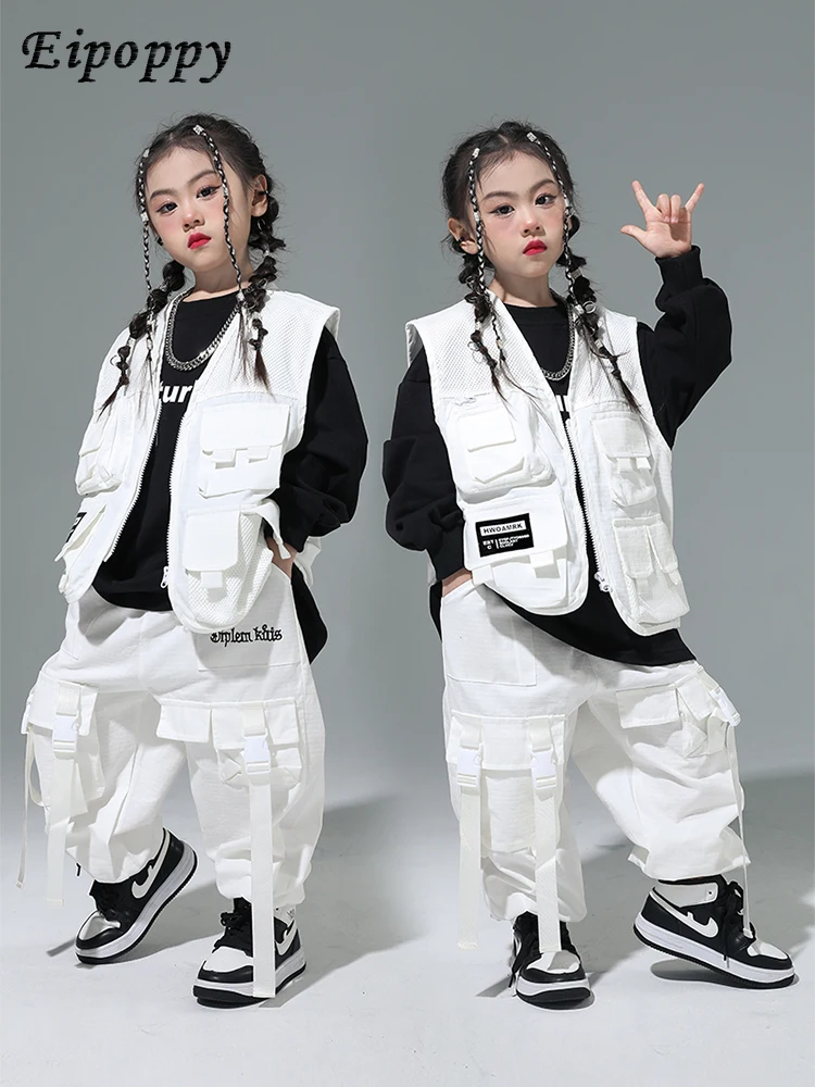 Children's Hip Hop Performance Clothes Hiphop White Vest Suit Boys' Hip Hop Fried Street Performance Children's Hip Hop Fashion