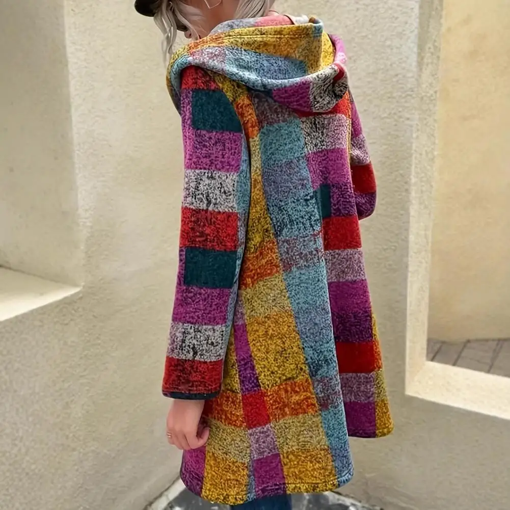 Plaid Cardigan Women’s Plaid Hooded Cardigan with Zipper Pockets Long Sleeve Coat for Wear Party Christmas Halloween Outfits
