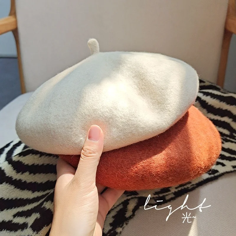 Unisex Vintage Plain Beret Hats French Berets Warm Wool Spring Winter Beanie Hat Women Girl Street Cap Winter Berets Women Men