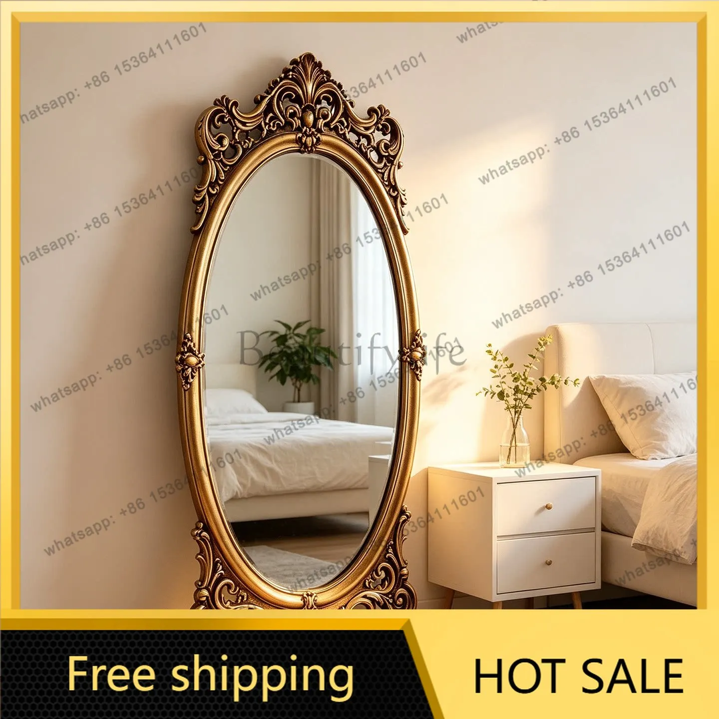 XX. French retro oval full-body mirror American special-shaped floor-to-ceiling mirror