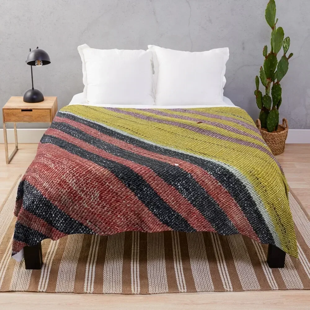 

Stripe Kilim, Navaho Weave, Woven Textile, Persian Carpet, retro Throw Blanket Stain Resistant Cozy Warm Blanket