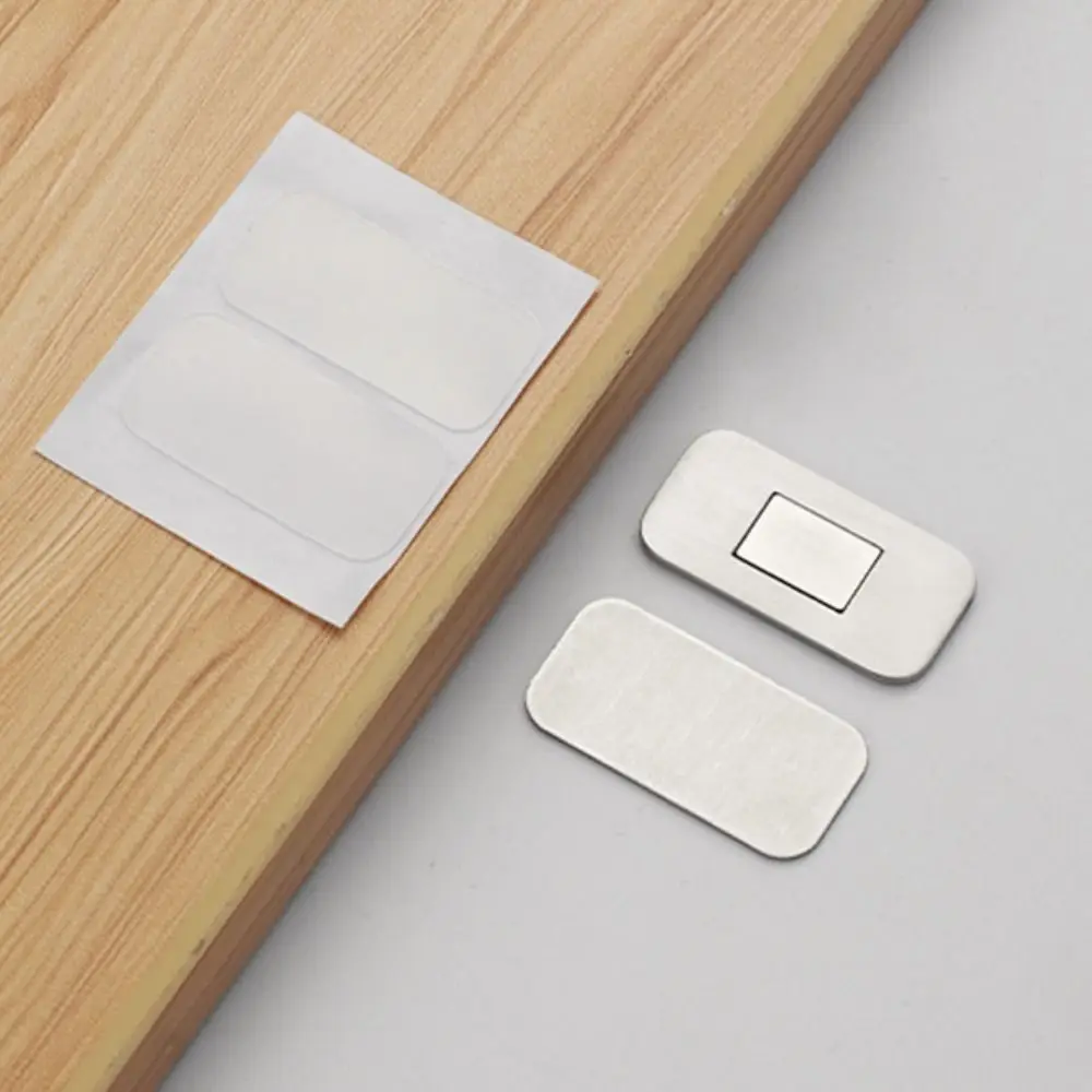 Ultra Thin Magnetic Cabinet Door Catch Self-Adhesive Easy to Install Adhesive Cabinet Latch Stainless Steel No Drill