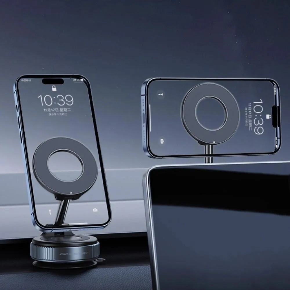 マグネット式車載スマホホルダー 折りたたみ式 真空吸盤付き 携帯電話ブラケット 360度回転 °   回転式ユニバーサルオートナビゲーションホルダー