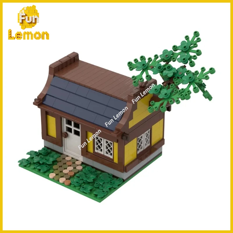 Ancient Medieval Town Market House MOC Building Blocks Rustic Trading Building DIY Assembly Bricks Desktop Display Decoration