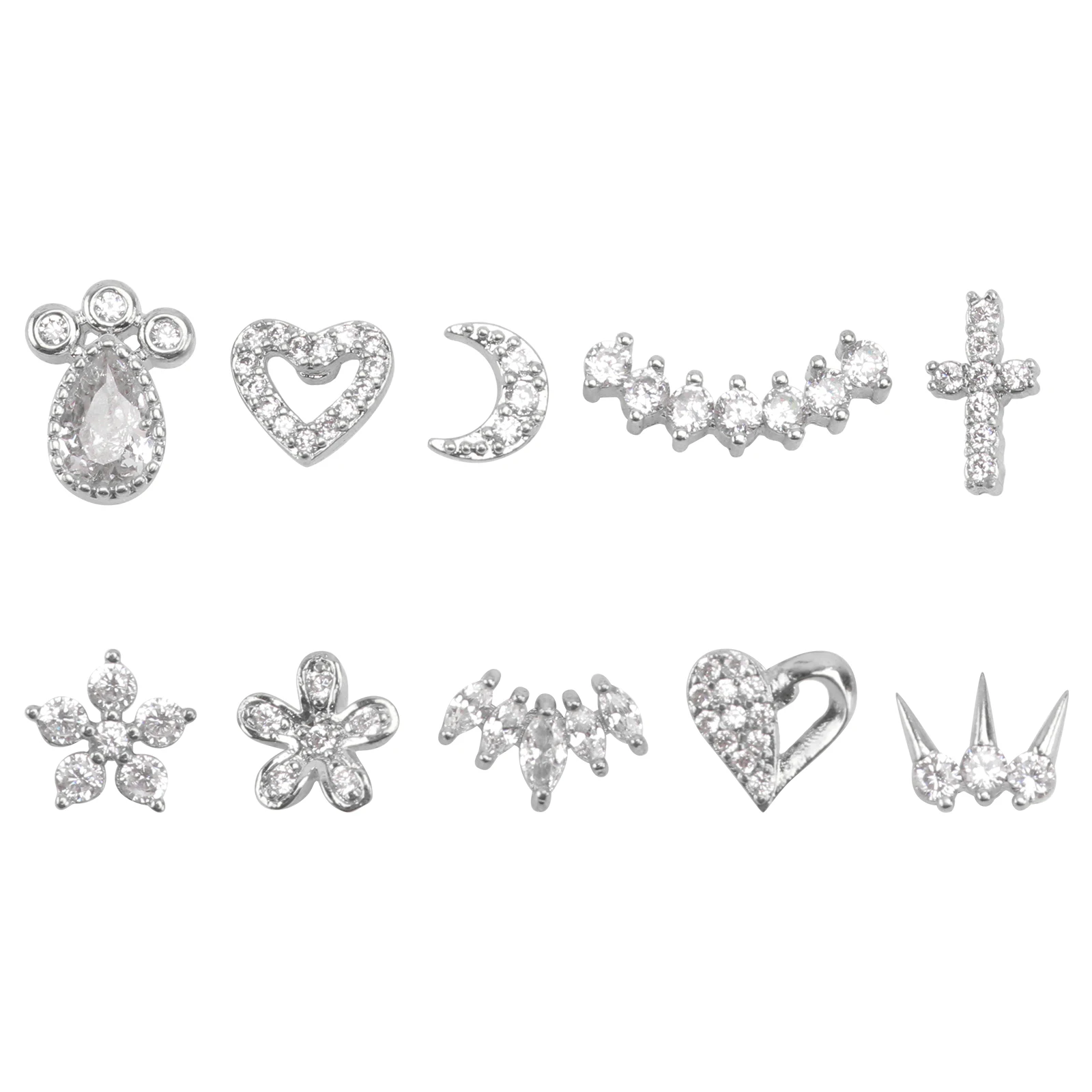 

10 Pcs Piercing Ear Studs Zirconia Earrings Fashion Lip Studs Stainless Steel Unisex Birthday Material