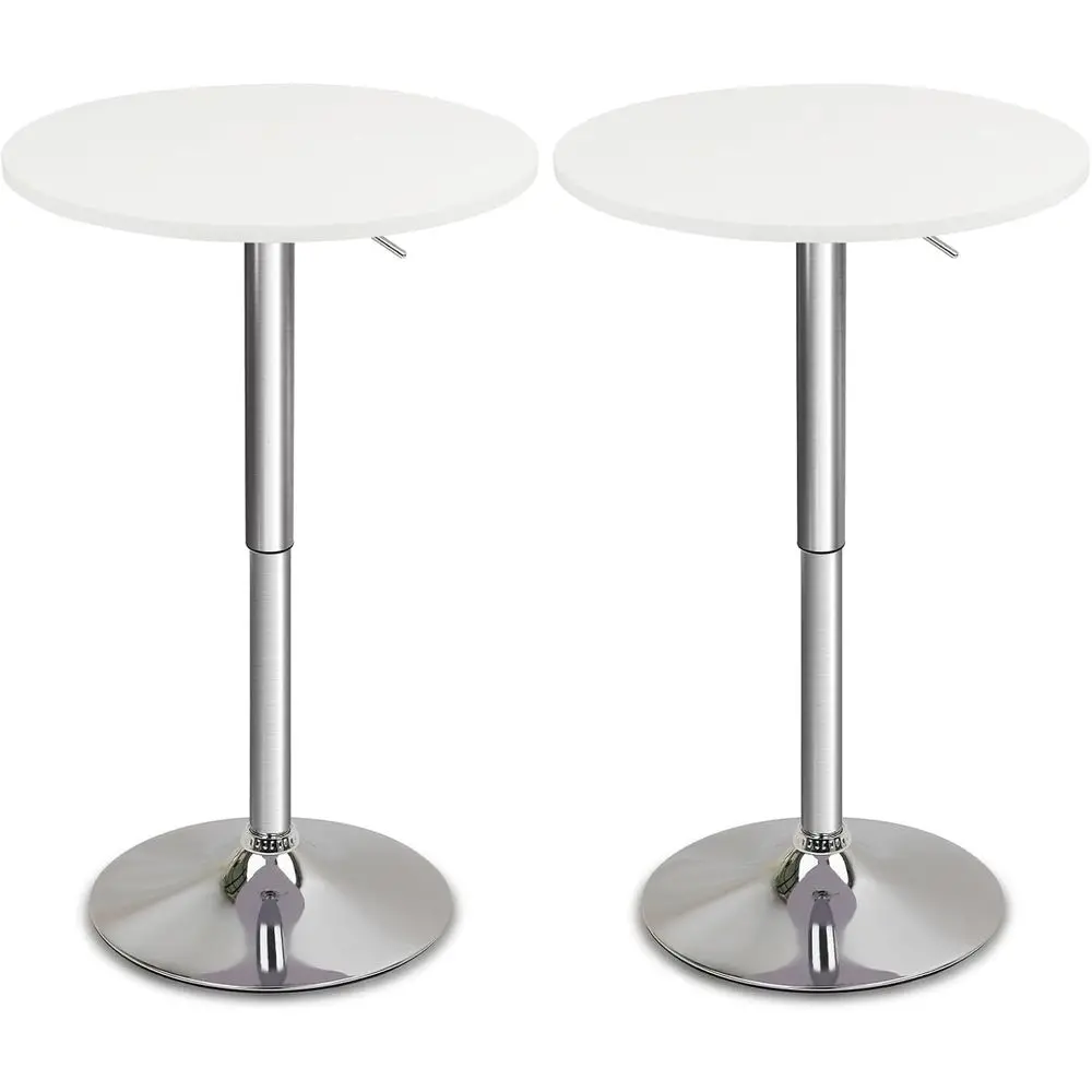 

Набор из 2-х бистро-столов с регулируемой высотой, 26-36 дюймов, металлическое основание, 360 ° Поворотное кресло, подходит для дома, ресторанов, мероприятий, белое