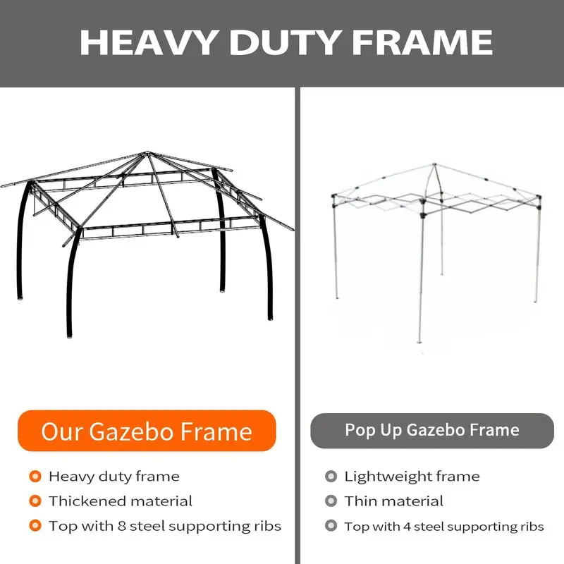 Ready to Ship 1 Piece MOQ Outdoor Gazebo Sun Resistant Waterproof Dome Top 11x13 Ft. Patio Gazebo With Side Wall  for Patio