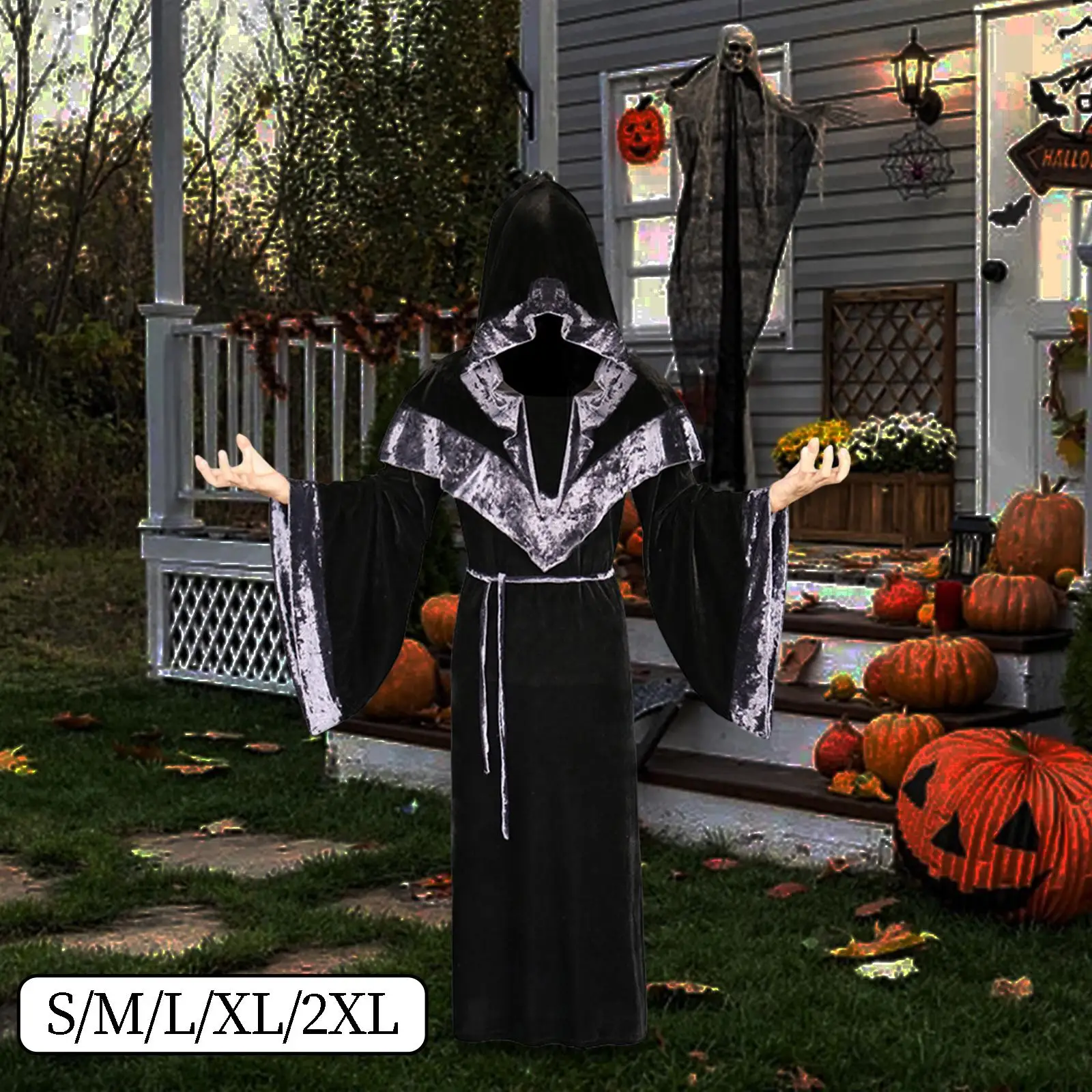 Halloween Cape Long Hooded Cape Hooded Medieval Costume for Women Men Carnival