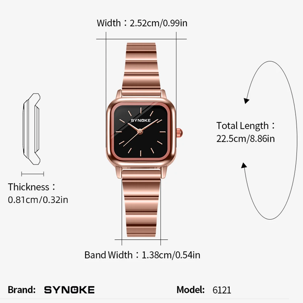 SYNOKE Women Watch Fashion Rose Gold Simple Quartz Female Watch Luxury Dress Ladies Stainless Steel Waterproof Wrist Watches