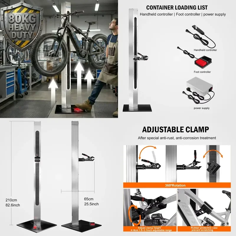Professional Electric Repair Stand Heavy 80kg Capacity Aluminum Alloy Bicycle Repair Stand Workshop Lift for Maintenance