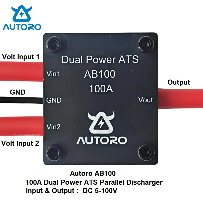 AUTORO 100A 200A ATS Dual Power Parallel Discharger Automatic Transfer Switch for RV Camper Van Boat Drone Off-Grid 12V 24V 36V