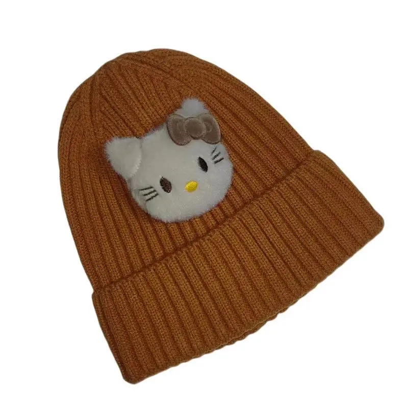 يمكن تخصيص قطط الرسوم المتحركة الجديدة من Miniso مع القبعات المحبوكة DIY القبعات الباردة الخريف والشتاء قبعات الصوف الدافئة للرجال والنساء