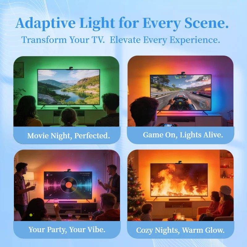 WACUAAO AI Sync LED TV バックライト カメラ付き、音楽同期、USB 電源、リモコン、リビングルーム、ホームシアター、ゲームルーム用