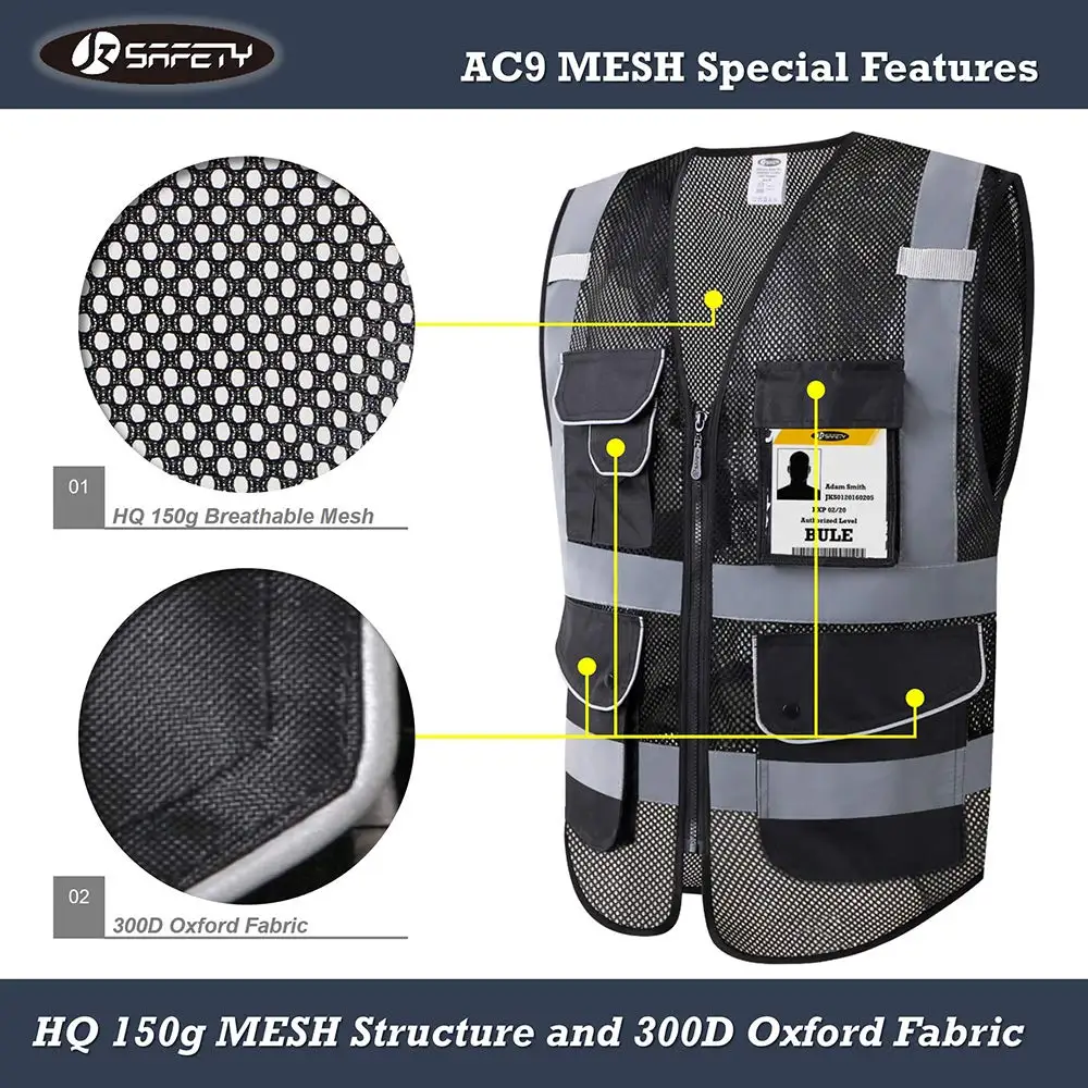 High Visibility Signal Vest Work Safety Jacket Reflective Safety Vest To Work For Men Luminous Vest Fluorescent