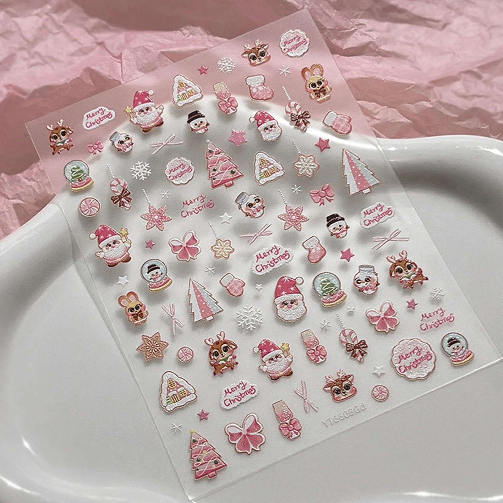 عيد ميلاد سعيد ريترو الراتنج مسمار ملصقات فنية لطيف سانتا ثلج ملصقات الأظافر الزخرفية لمجلات القصاصات Diy بها بنفسك الحرفية الطرف #3