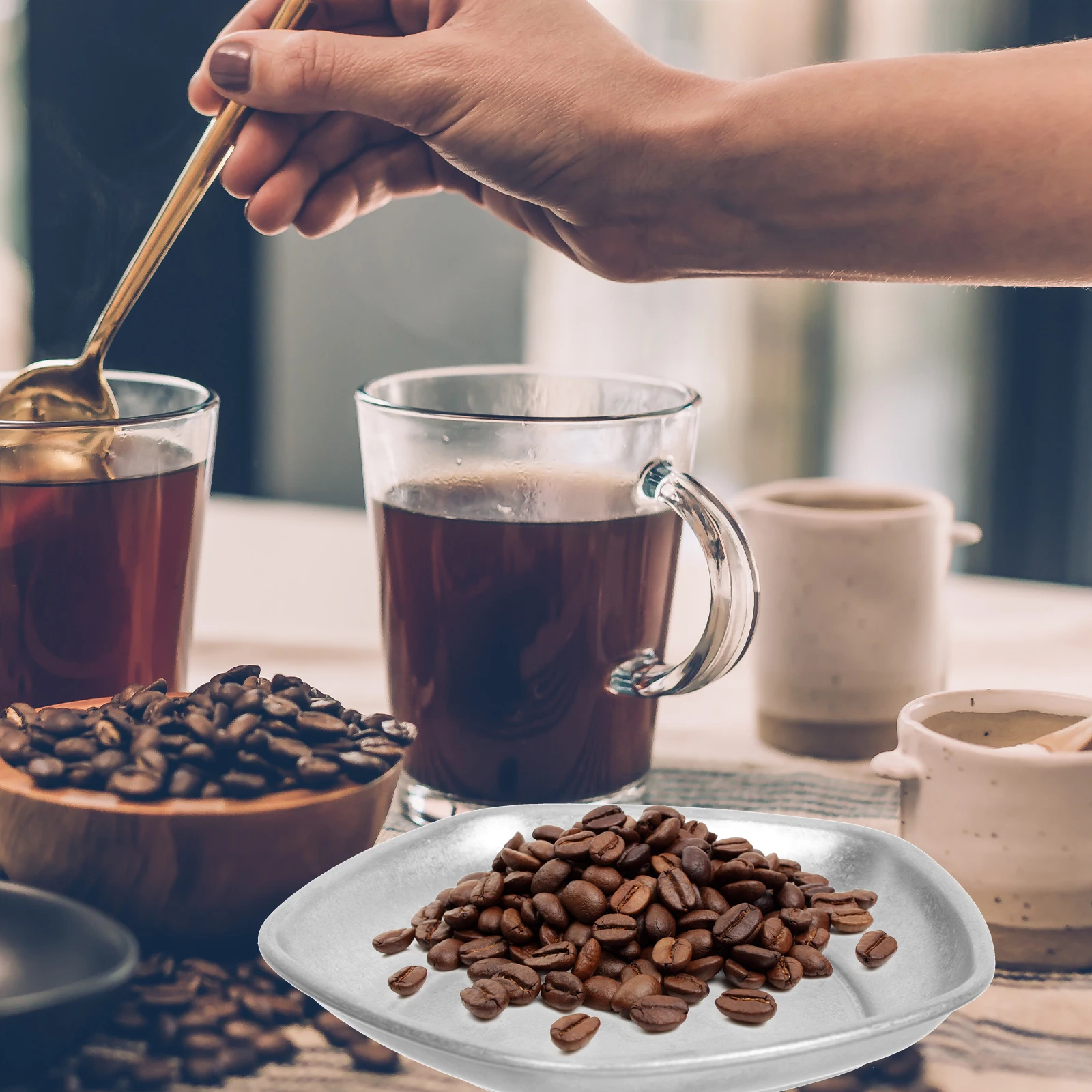 

Coffee Bean Display Tray Storage Plate Cooling Toasted Household Measuring Stainless Steel Sample Tray Compact Lightweight Slope