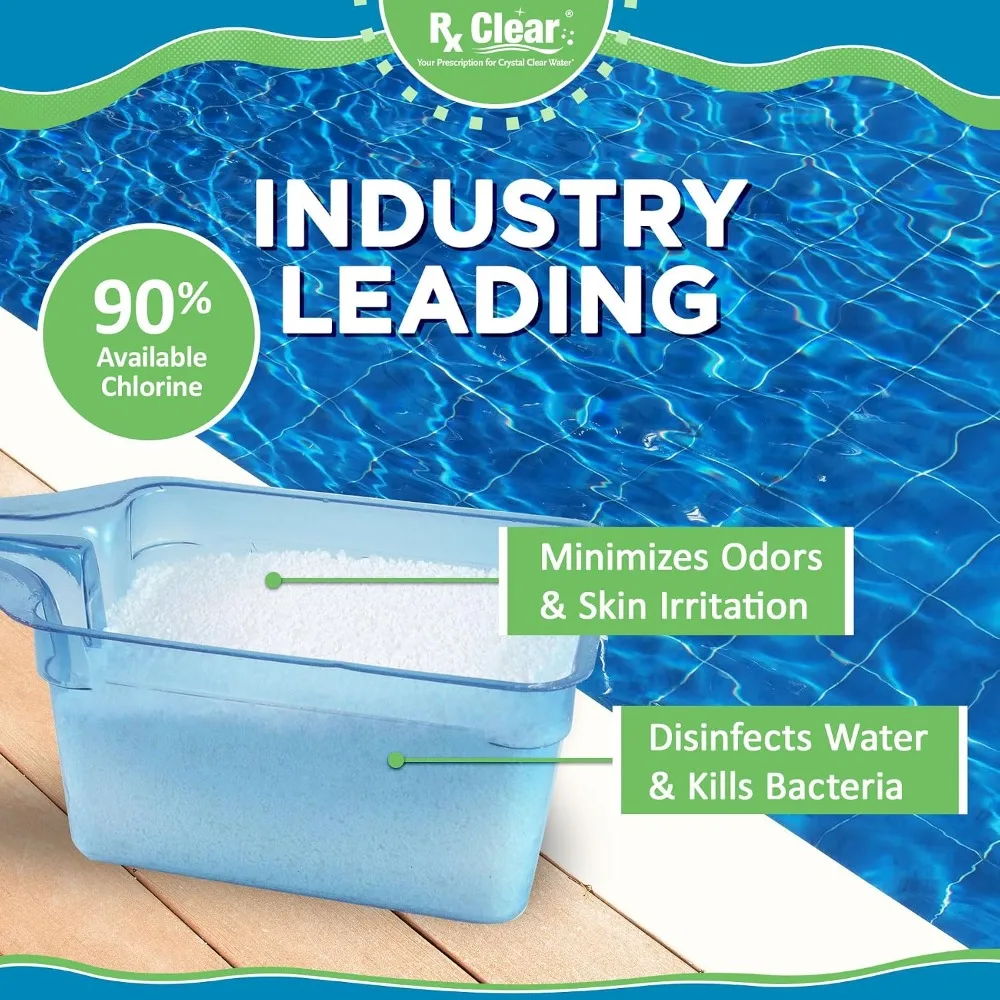 50 lbs de Cloro Granular para Piscinas | Uso como bactericida, algicida y desinfectante en piscinas, bañeras de hidromasaje y spas |