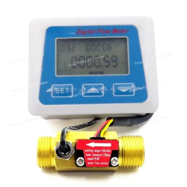 G1/2 Digital Water Flow Meter with LCD Display, Flow Sensor, Temperature & Time Monitoring