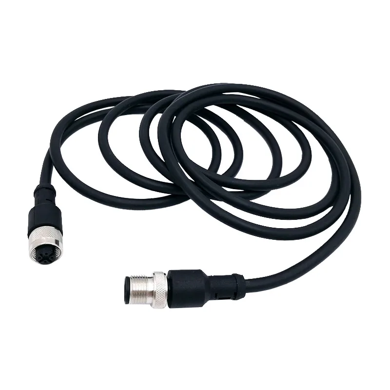 M12 Connector boule side plug 10m Cable plug Male to Female 4P 5P 8Pin 12P PVC line A Type angle & straight