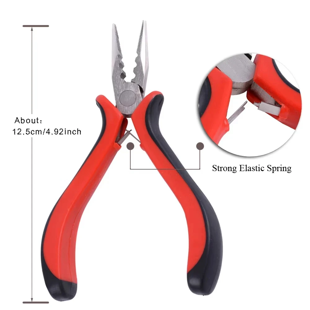 마이크로 비즈 및 나노 비즈 헤어 익스텐션 설치 및 버터플라이 웨프트 설치용 세 개의 구멍이 있는 플라이어 살롱 도구