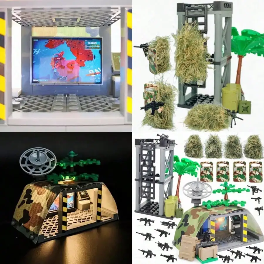 

Military Building Blocks, Command Center & Sentry Tower Set, Compatible with Classic Bricks, Gift for Kids 8-14
