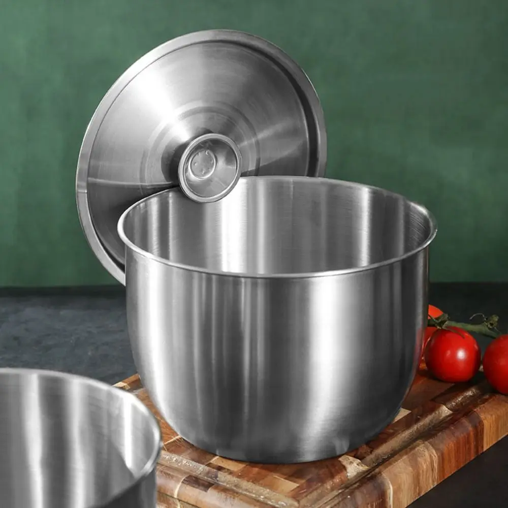 Soup Bowl Stainless Steel Egg Beater Basin with Lid Rust-proof Whisk Bowl Large Capacity Lard Can Dough