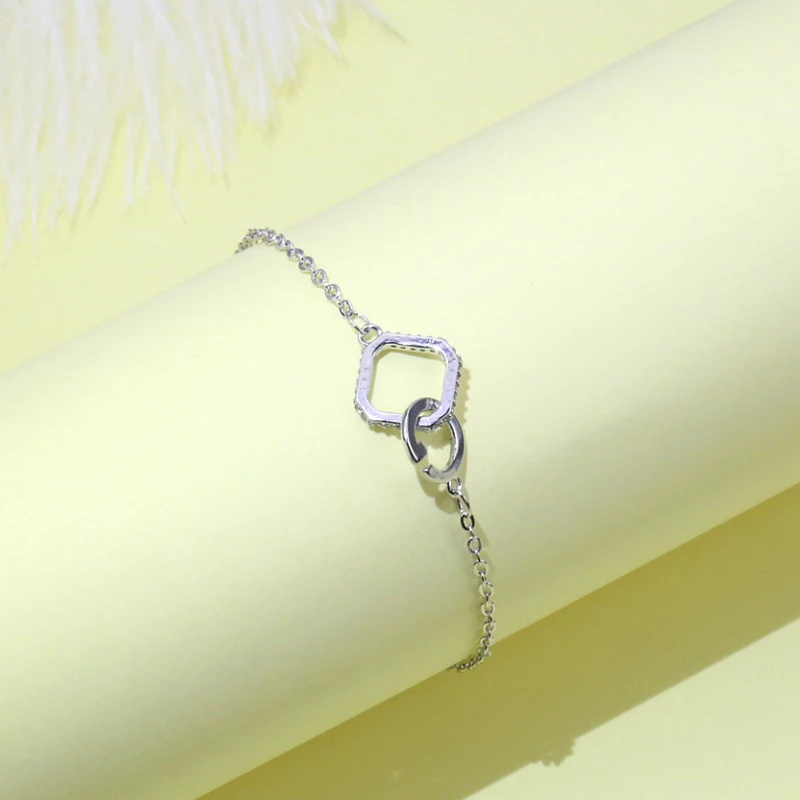 Sterling Silver Color Bracelets for Women G Letter Charm Female Hand Chain Link Orignal Fashion Jewelry With Stamp