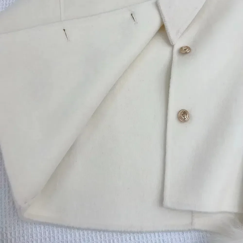 Frauen Echte Natürliche Fuchs Pelz Jacke Manschette Damen Wolle Outwear Weibliche Kaschmir Woolen Mantel 2025, Neue Winter Echte Natürliche Fuchs Pelz mantel