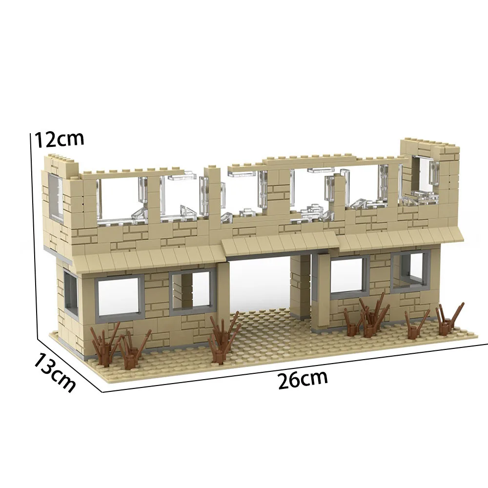 Military Series Damaged House Architecture Building Blocks DIY War Ruins Scene Model Assembly Bricks Education Toys For Children