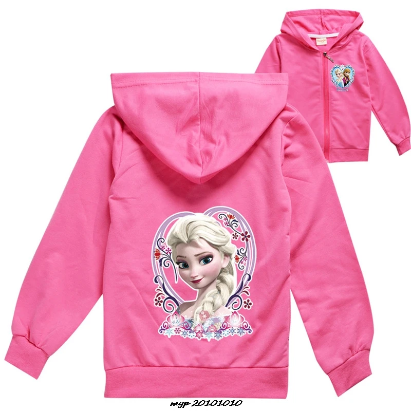 Frozen Elsa Clothes Kids Zipper Jackets for Girls Hooded Sweatshirt Baby Boy Hoodies Children Long Sleeves Sweater