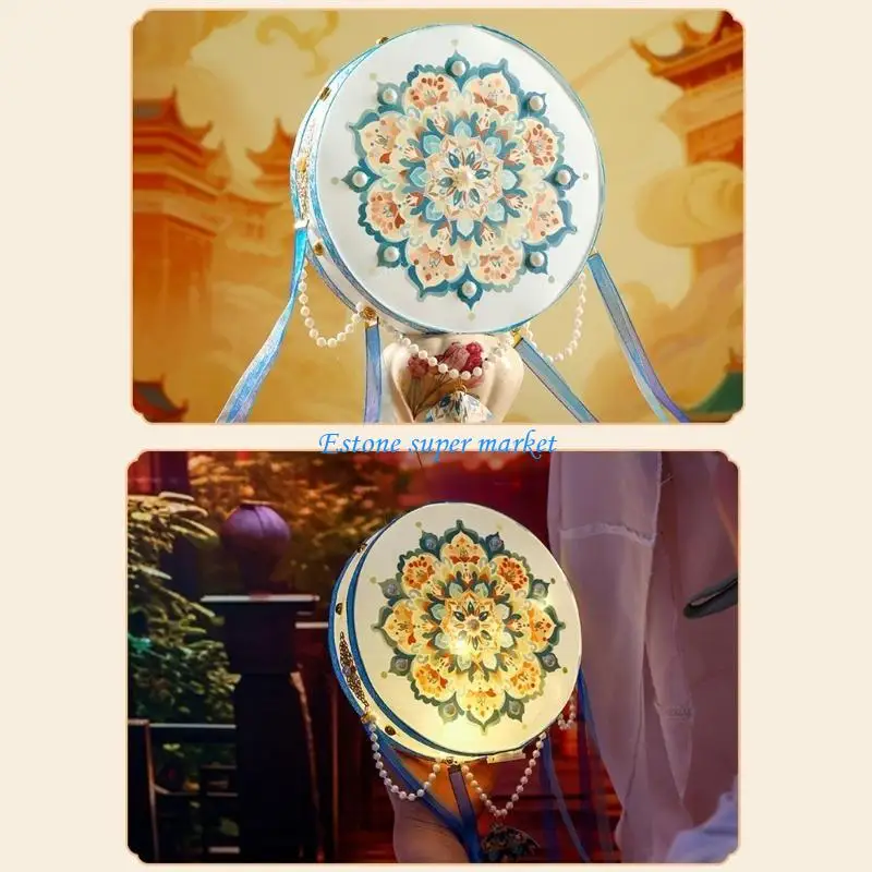 090B Led Lantern Lights Floral Theme MidAutumn Festival Handheld Lantern Kids