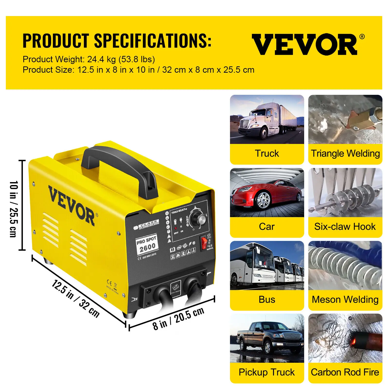 VEVOR 2600 2KW Spot Welding Machine Dent Puller Sheet Metal Repair Stud Welder DIY Tool Car Repair Auto Spot Welder