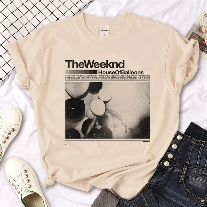 Camiseta estampada japonesa para mujer, top de manga japonesa, ropa y2k, the Weeknd