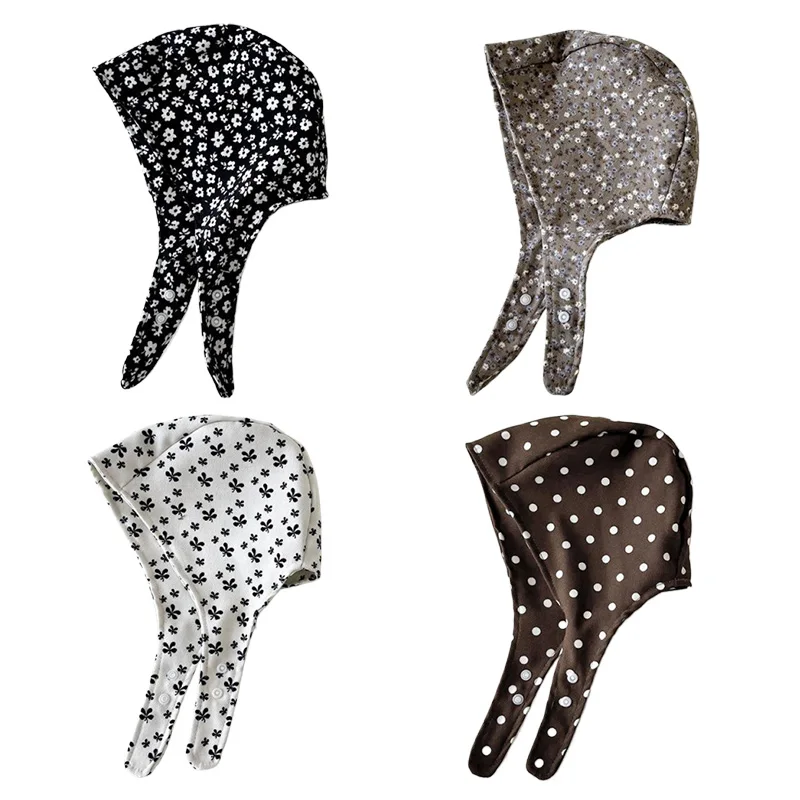 秋の女の赤ちゃん帽子花水玉プリントビーニーレトロ子供帽子韓国幼児プリンセスアクセサリー 1-3 歳