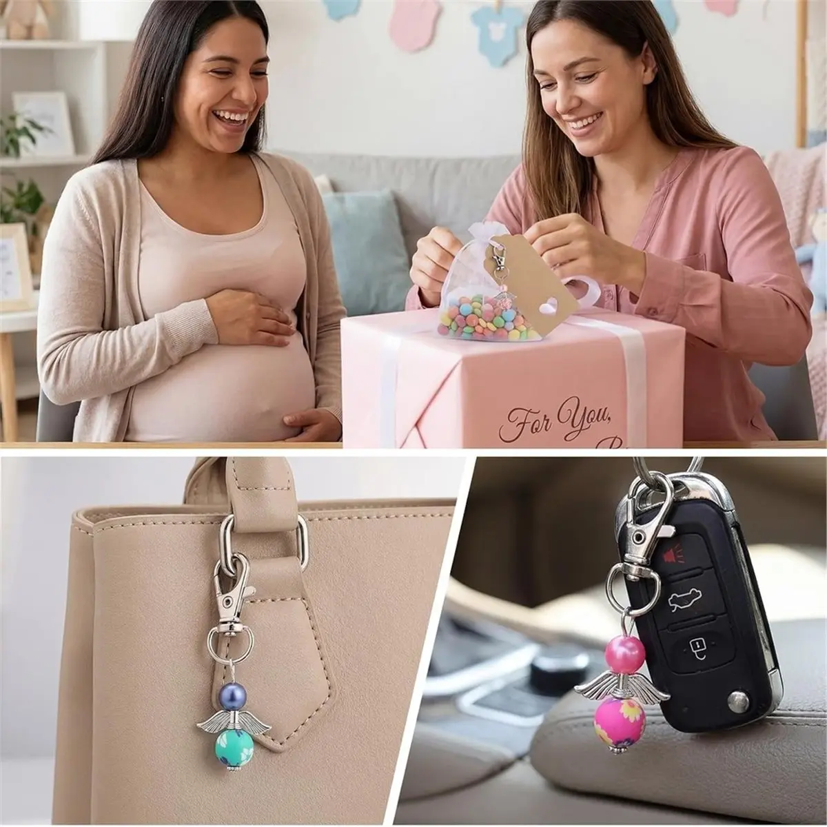 Guest Favours, Guardian Angel + Organza Bag Gift Tags Set of 35 Guardian Angel Pendants for Wedding Farewell Gift